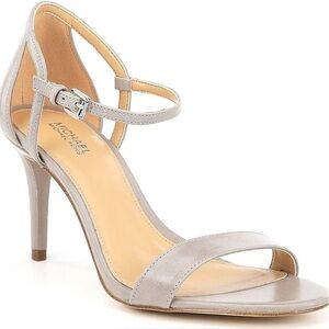 Michael Kors Simone Mid Sandal Embossed Leather Aluminum Women's Size 10